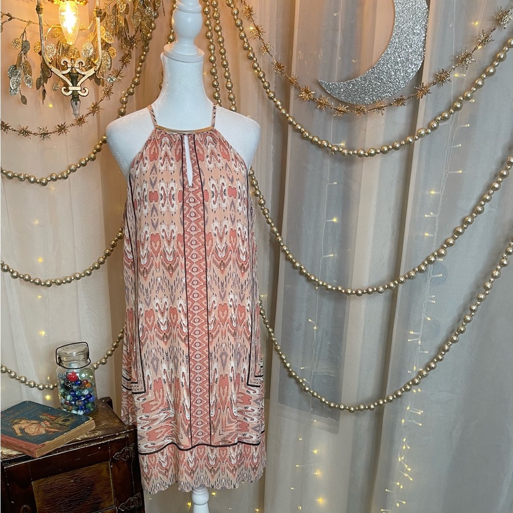Luxology Pink Midi Dress with Whimsical Heart Pattern